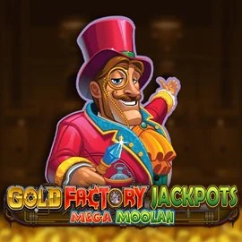 Gold Factory Jackpots Mega Moolah by Aurum Signature Studios, showcased at x3-bet.ch – game logo